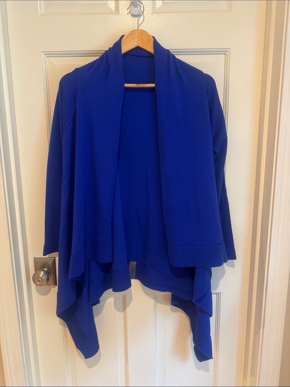 Open-Front Draped Women's Sweater Cardigan - Royal Blue size S